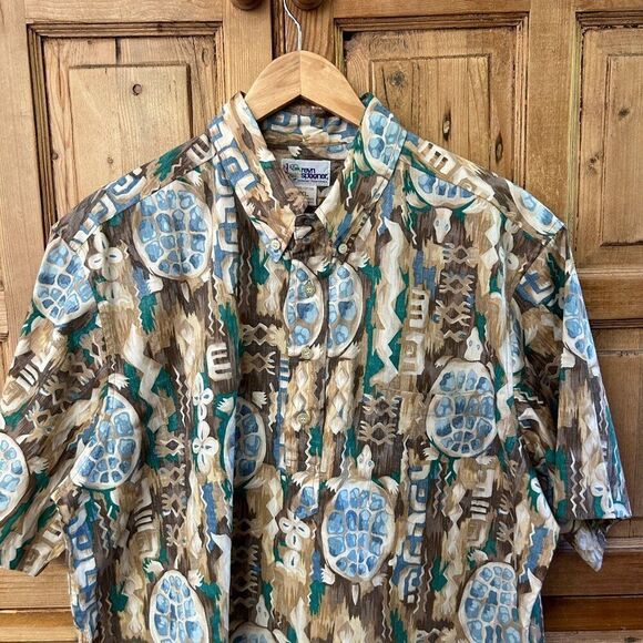 Men's Vintage Reyn Spooner Size XL 1/2 Button‎ Up Shirt Turtle Print Hawaiian - Picture 2 of 12